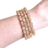 Conjunto de 4 pulseiras indianas com pedras translúcidas cor champanhe