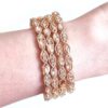 Conjunto de 4 pulseiras indianas com pedras translúcidas bege rosé