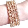 Conjunto de 4 pulseiras indianas com pedras translúcidas cor champanhe