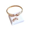 Conjunto de pulseira e anel indiano com pedrinhas de strass e vermelho rubi
