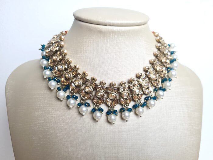 Conjunto completo de semi joia indiana para festas Saraswati Green