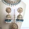 Conjunto completo de semi joia indiana para festas Saraswati Green