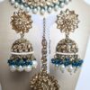 Conjunto completo de semi joia indiana para festas Saraswati Green