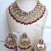 Conjunto Durga Gold para festas colar brinco e tikka vermelho e dourado
