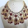 Conjunto completo de semi joia indiana para festas Lakshmi Red Gold