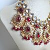 Conjunto completo de semi joia indiana para festas Lakshmi Red Gold