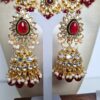 Conjunto completo de semi joia indiana para festas Lakshmi Red Gold