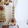 Conjunto completo de semi joia indiana para festas Lakshmi Red Gold