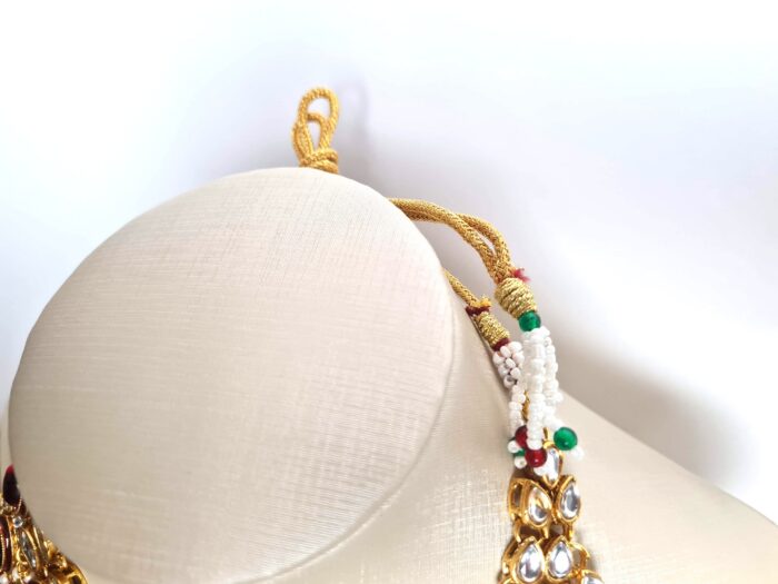 Conjunto completo de semi joia indiana para festas Lakshmi Red Gold