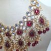 Conjunto completo de semi joia indiana para festas Lakshmi Red Gold