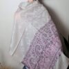 Pashimina indiana de cashmere estampa adamascada cinza e lilás