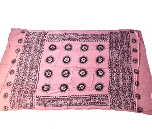 Chadar indiano (manto de oração) de Om e mantras rosa e preto