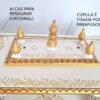 Mandir Templo Hindu Artesanal Off-White e Dourado com Iluminação Om