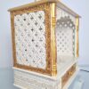 Mandir Templo Hindu Artesanal Off-White e Dourado com Iluminação Om