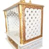 Mandir Templo Hindu Artesanal Off-White e Dourado com Iluminação Om