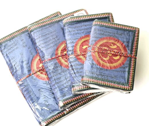 Cadernos indianos artesanais pintados a mão OM cinza