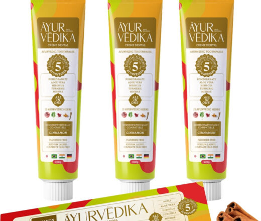 Kit 3 Cremes Dental AYURVÈDIKA sabor Cinnamon sem flúor 100g