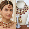 Conjunto completo de semi joia indiana para festas Lakshmi Red Gold