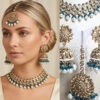 Conjunto completo de semi joia indiana para festas Saraswati Green