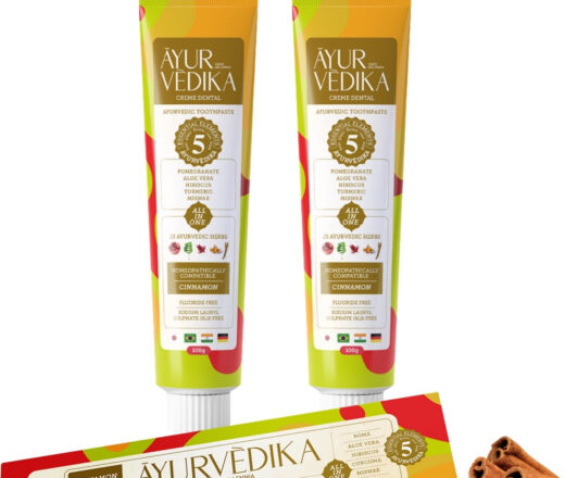 Kit 2 Cremes Dental AYURVÈDIKA sabor Cinnamon sem flúor 100g