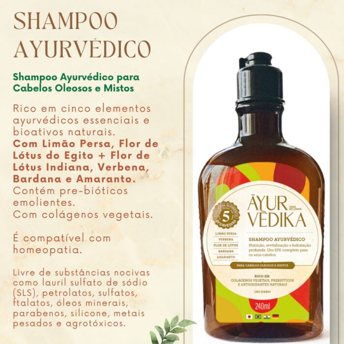 Kit Shampoo e Condicionador Ayurvédico com colágenos vegetais, pre-bióticos e antioxidantes