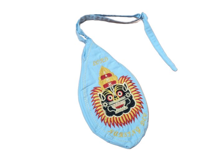 Japamala Bead Bag estampa bordada de Narasimha azul
