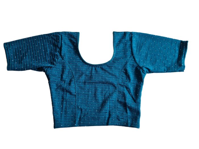 Choli blusinha para usar com saree em azul com pontos de luz