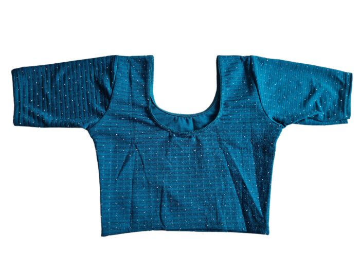 Choli blusinha para usar com saree em azul com pontos de luz
