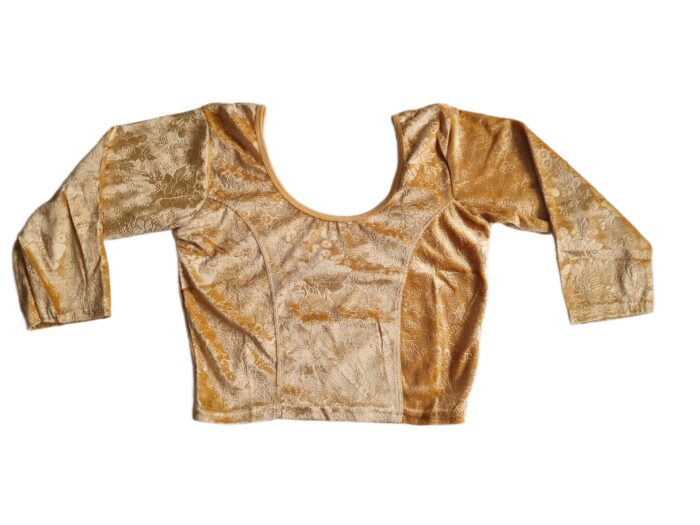 Choli blusinha para usar com saree em veludo dourado