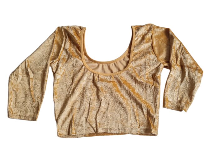 Choli blusinha para usar com saree em veludo dourado