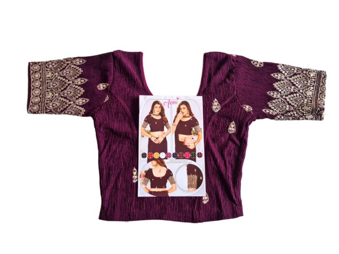 Choli blusinha para usar com saree em bordô bordado