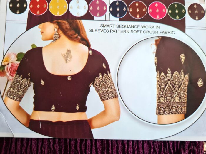 Choli blusinha para usar com saree em bordô bordado