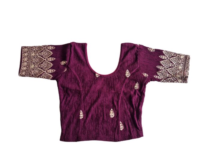 choli para festa pronto para usar bordô com dourado