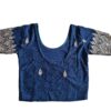 Choli blusinha para usar com saree em azul bordado