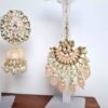20260529_185451 Conjunto para festas indianas de brinco Jhumka com tikka rose pêssego