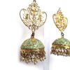 Brinco indiano dourado Jhumka clássico arabescos verde