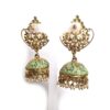 brinco indiano dourado Jhumka, verde e dourado
