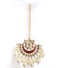 Conjunto para festas indianas de brinco Jhumka com tikka vermelho esmaltado