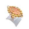 Anel indiano de festa dourado design floral rosé com pedras