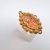 Anel indiano de festa dourado design floral rosé com pedras