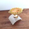 Anel indiano de festa dourado design floral rosé com pedras