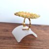 Anel indiano de festa dourado design floral rosé com pedras
