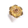 Anel indiano de festa dourado e rosa design floral com pedras âmbar