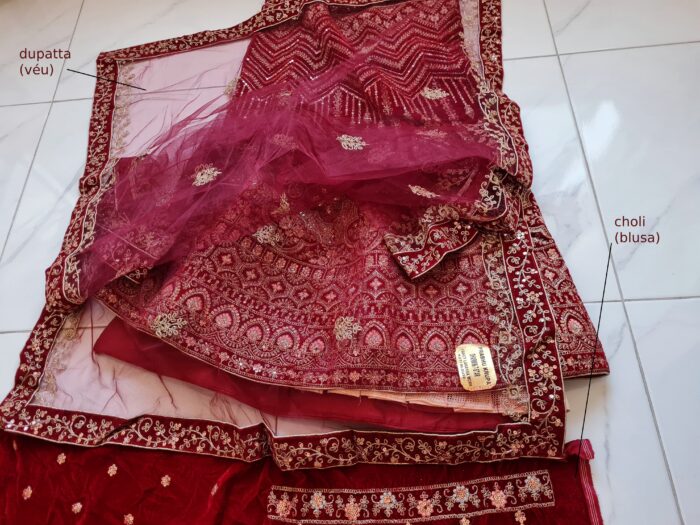 Vestuário completo de noiva indiana luxo Lehenga Choli Dupatta Raj Laxmi