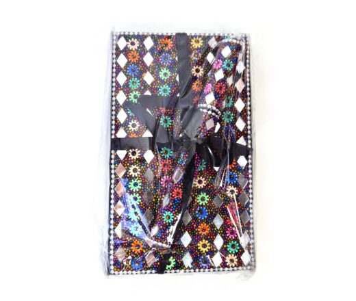 Kit de caderno e caneta indianos de miçangas preto