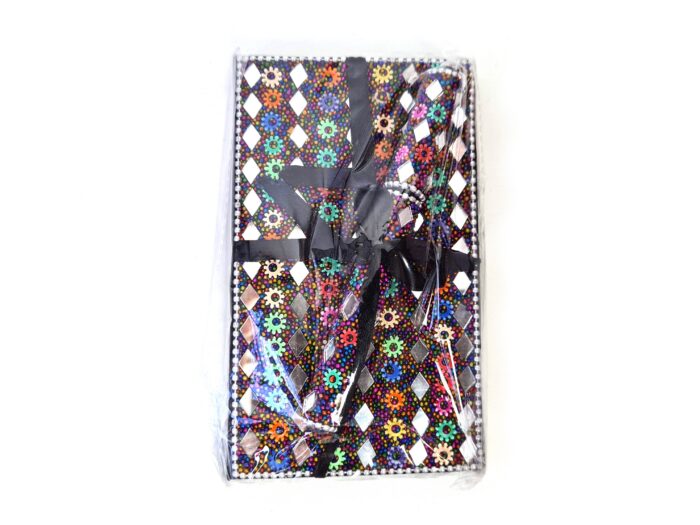 Kit de caderno e caneta indianos de miçangas preto
