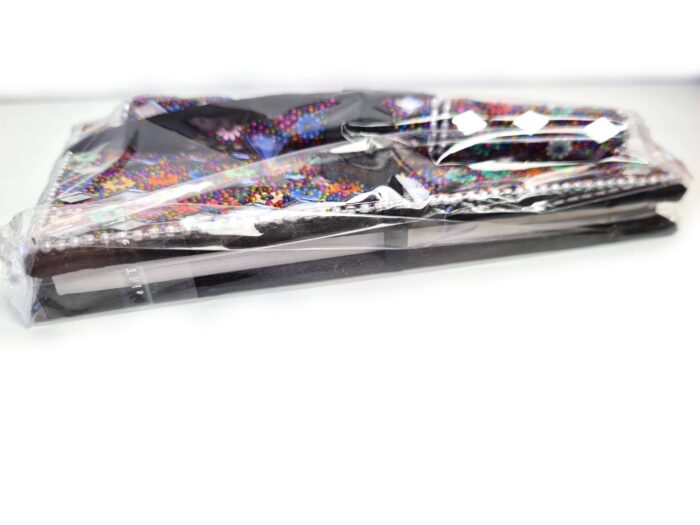 Kit de caderno e caneta indianos de miçangas preto