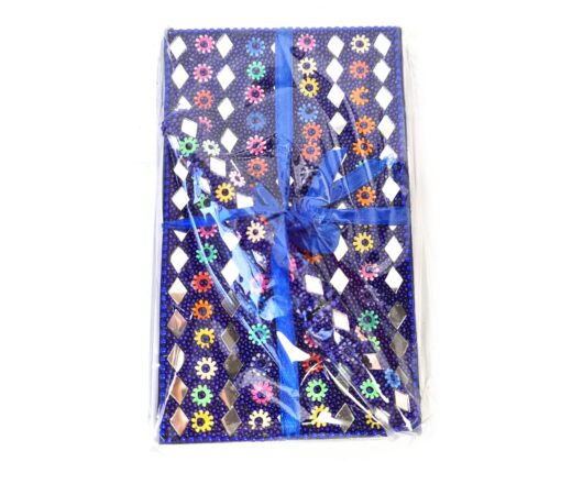 Kit de caderno e caneta indianos de miçangas azul royal