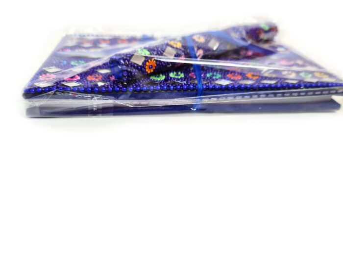 Kit de caderno e caneta indianos de miçangas azul royal