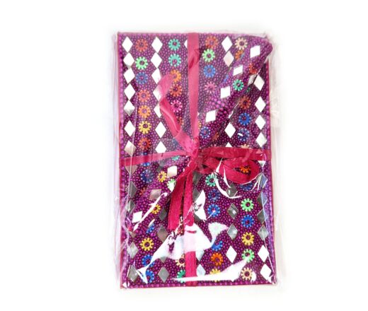 Kit de caderno e caneta indianos de miçangas pink